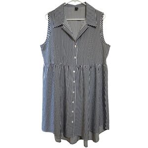 Striped Sleeveless Button Dress